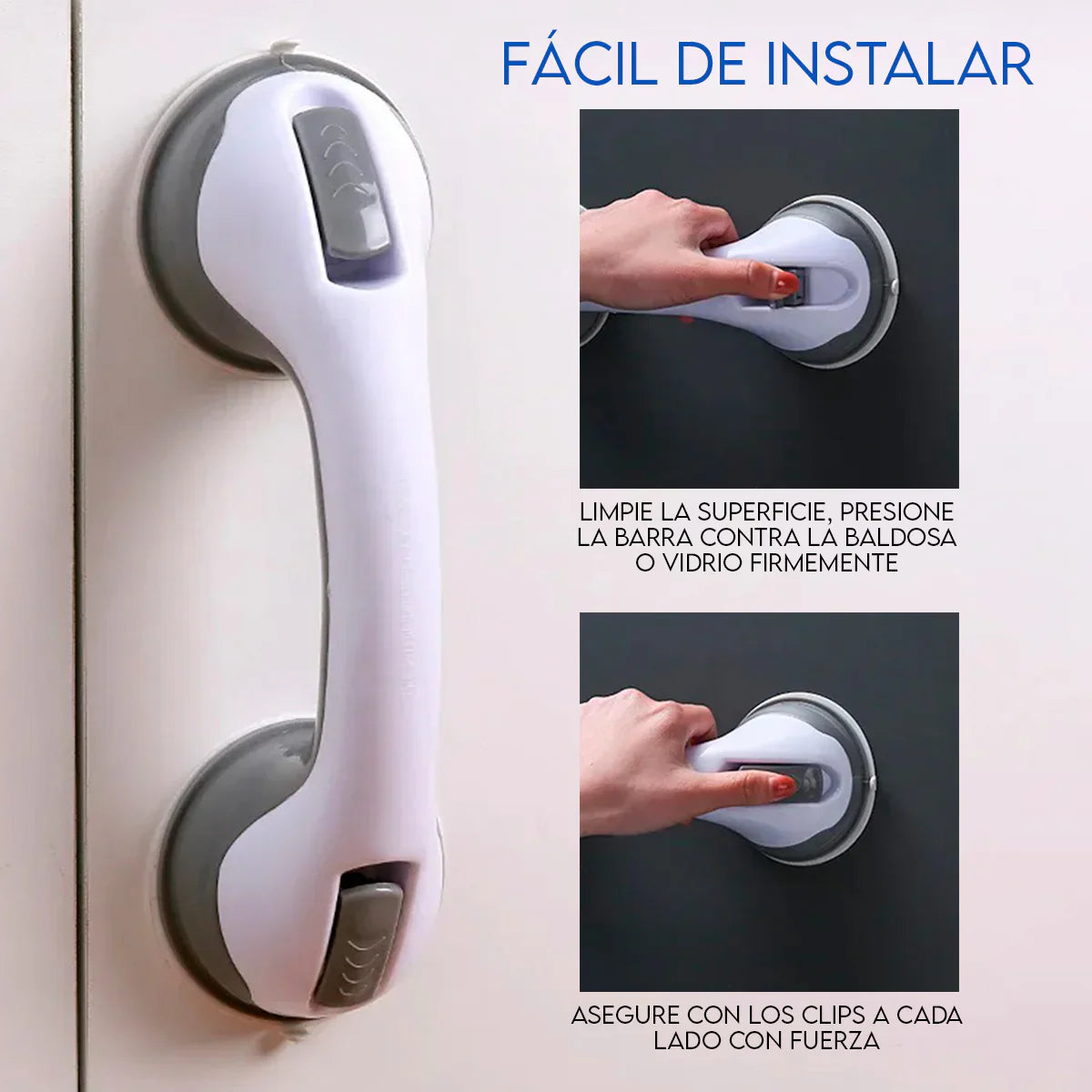 Agarradera Manilla Soporte Baño + Bloqueador Solar 50ml de REGALO 🎁