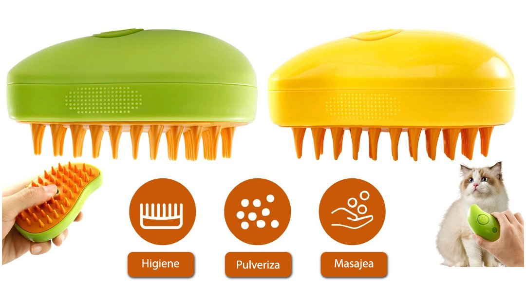 Cepillo 3 en 1 a Vapor para Mascota