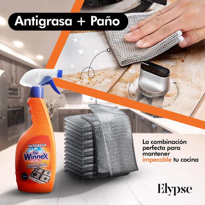 COMBO POWER CLEANING= Desengrasante + 10 Paños de acero inoxidable