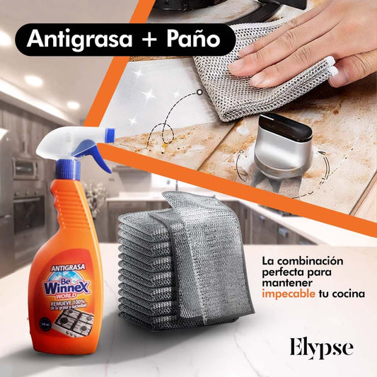 COMBO POWER CLEANING= Desengrasante + 10 Paños de acero inoxidable